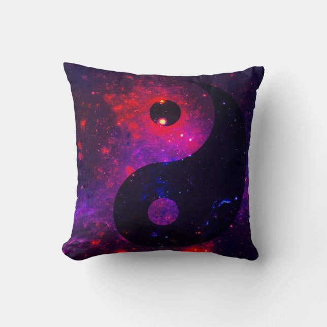 Yin Yang Stardust Blue Purple Red Throw Pillow (Front)