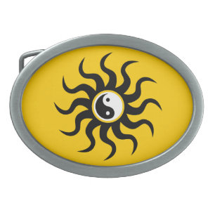 Yin-Yang Sun-Black/White Belt Buckle