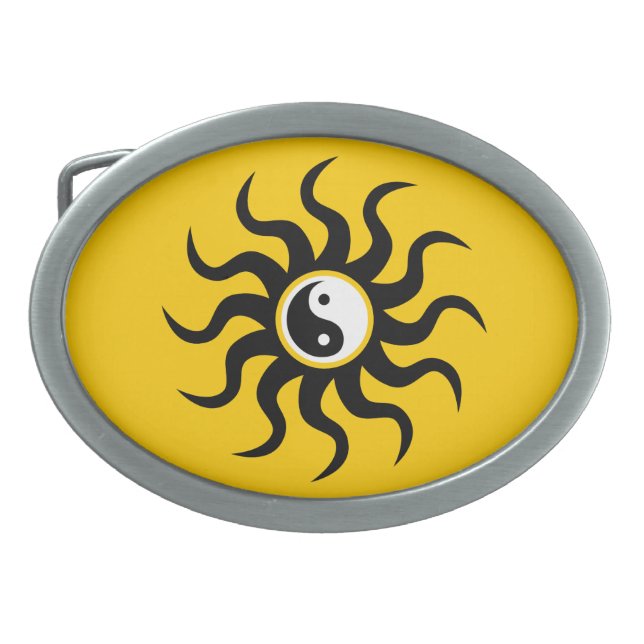 Yin-Yang Sun-Black/White Belt Buckle (Front)