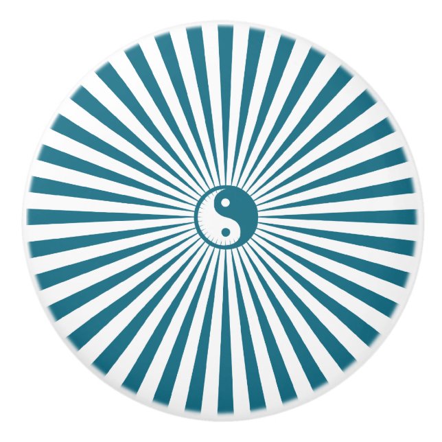 Yin-Yang Sun Wheel-Blue/White Ceramic Knob (Front)
