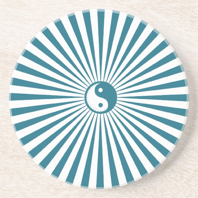 Yin-Yang Sun Wheel-Blue/White Coaster (Front)