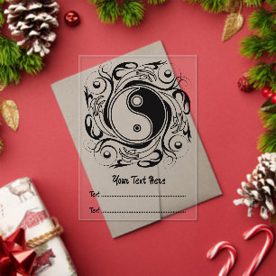 Yin & Yang Symbol Black and White Tattoo Style Acrylic Invitations