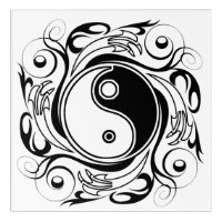 Yin & Yang Symbol Black and White Tattoo Style