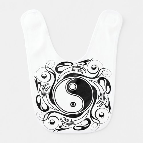 Yin  Yang Symbol Black and White Tattoo Style Baby Bib