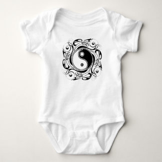 Yin & Yang Symbol Black and White Tattoo Style Baby Bodysuit