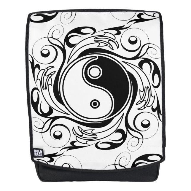 Yin & Yang Symbol Black and White Tattoo Style Backpack (Front)