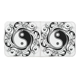 Yin & Yang Symbol Black and White Tattoo Style Beer Pong Table