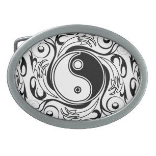 Yin & Yang Symbol Black and White Tattoo Style Belt Buckle