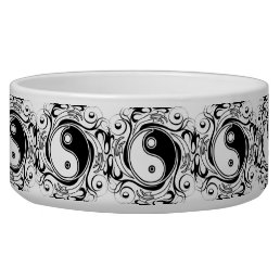 Yin &amp; Yang Symbol Black and White Tattoo Style Bowl