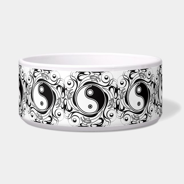 Yin & Yang Symbol Black and White Tattoo Style Bowl (Front)