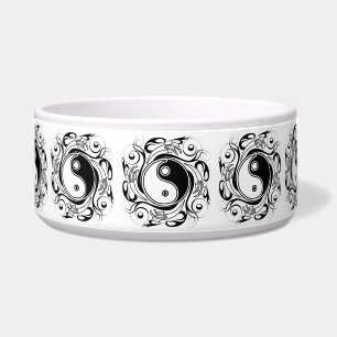 Yin & Yang Symbol Black and White Tattoo Style Bowl