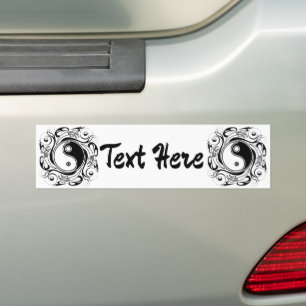 Yin & Yang Symbol Black and White Tattoo Style Bumper Sticker