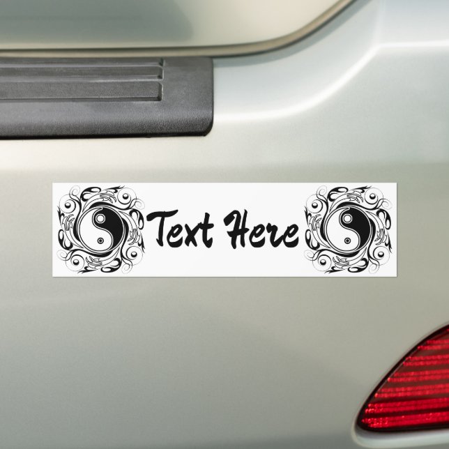 Yin & Yang Symbol Black and White Tattoo Style Bumper Sticker (On Car)