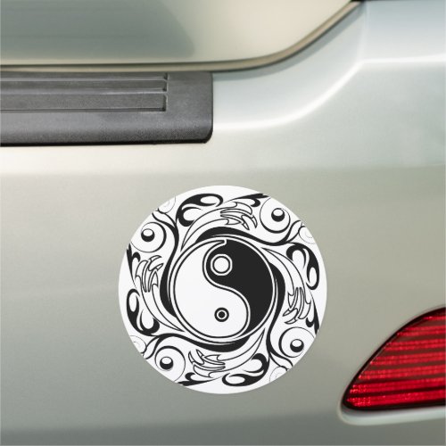 Yin  Yang Symbol Black and White Tattoo Style Car Magnet