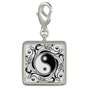 Yin & Yang Symbol Black and White Tattoo Style Charm