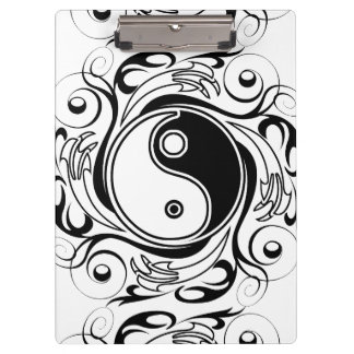 Yin & Yang Symbol Black and White Tattoo Style Clipboard