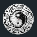 Yin & Yang Symbol Black and White Tattoo Style Dart Board<br><div class="desc">Decorative Ying Yang Symbol Psychedelic Black and White Tattoo Style Art Design. Originally created with Hi Quality Vector Graphic Art Copyright BluedakArt TheChameleonArt.</div>