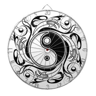 Yin & Yang Symbol Black and White Tattoo Style Dart Board