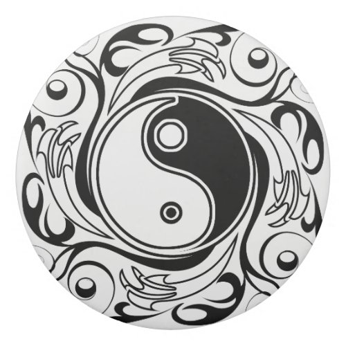 Yin  Yang Symbol Black and White Tattoo Style Eraser