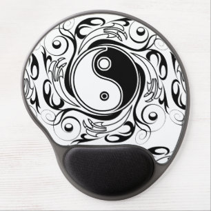 Yin & Yang Symbol Black and White Tattoo Style Gel Mouse Pad