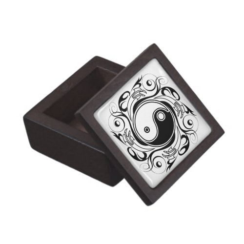 Yin  Yang Symbol Black and White Tattoo Style Gift Box