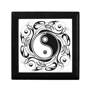 Yin & Yang Symbol Black and White Tattoo Style Gift Box