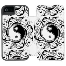 Yin & Yang Symbol Black and White Tattoo Style iPhone SE/5/5s Wallet Case