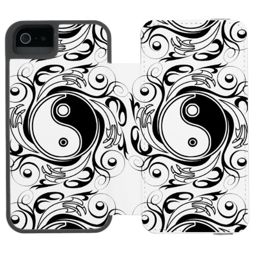 Yin  Yang Symbol Black and White Tattoo Style iPhone SE55s Wallet Case