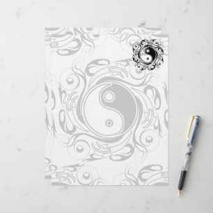 Yin & Yang Symbol Black and White Tattoo Style Letterhead