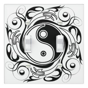 Yin & Yang Symbol Black and White Tattoo Style Light Switch Cover