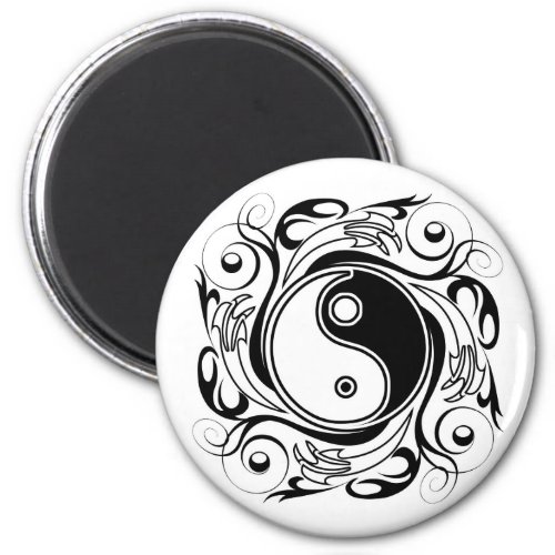 Yin  Yang Symbol Black and White Tattoo Style Magnet