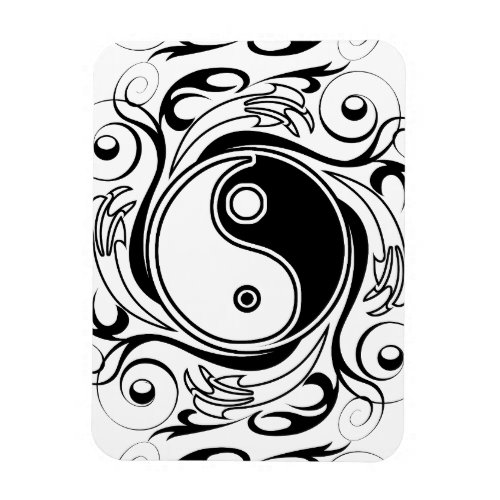Yin  Yang Symbol Black and White Tattoo Style Magnet