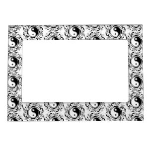 Yin & Yang Symbol Black and White Tattoo Style Magnetic Frame