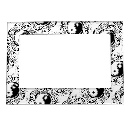 Yin  Yang Symbol Black and White Tattoo Style Magnetic Frame