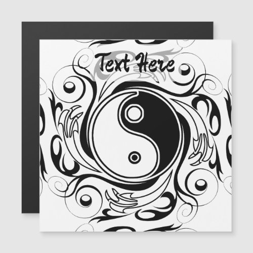 Yin  Yang Symbol Black and White Tattoo Style Magnetic Invitation