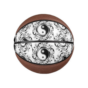 Yin & Yang Symbol Black and White Tattoo Style Mini Basketball