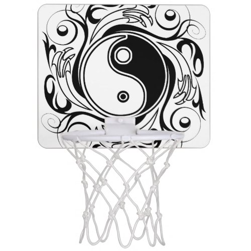 Yin  Yang Symbol Black and White Tattoo Style Mini Basketball Hoop