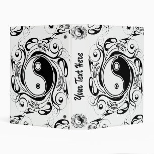 Yin & Yang Symbol Black and White Tattoo Style Mini Binder