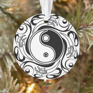 Yin & Yang Symbol Black and White Tattoo Style Ornament
