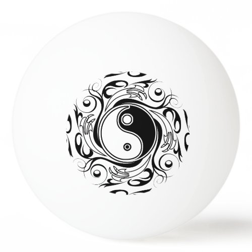 Yin &amp; Yang Symbol Black and White Tattoo Style Ping Pong Ball