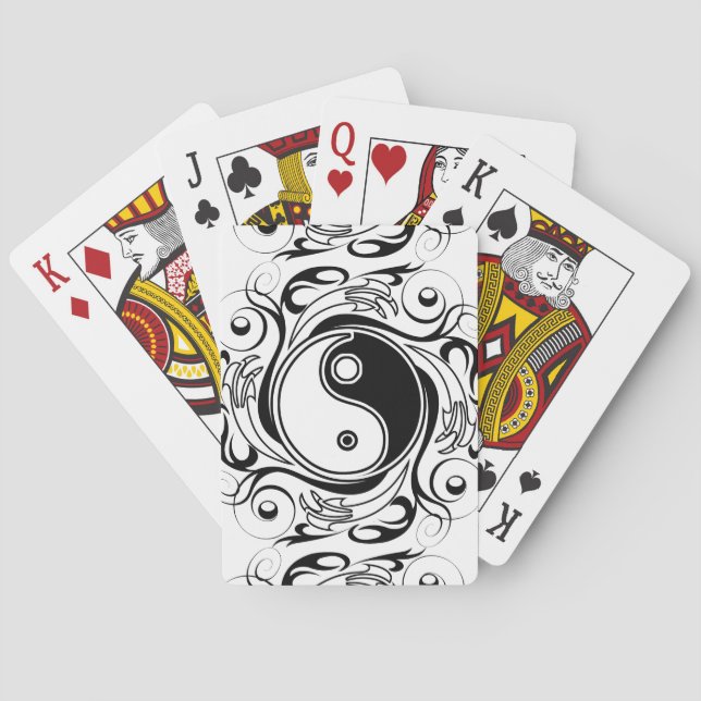 Yin & Yang Symbol Black and White Tattoo Style Poker Cards (Back)