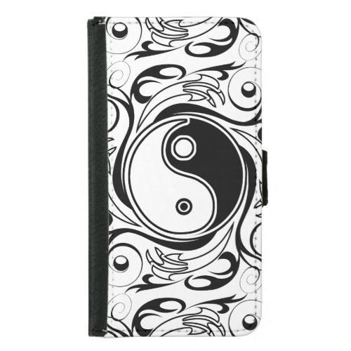 Yin  Yang Symbol Black and White Tattoo Style Samsung Galaxy S5 Wallet Case