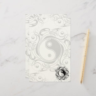 Yin & Yang Symbol Black and White Tattoo Style Stationery