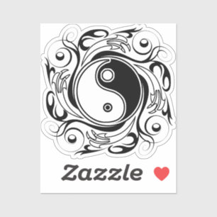 Yin & Yang Symbol Black and White Tattoo Style Sticker
