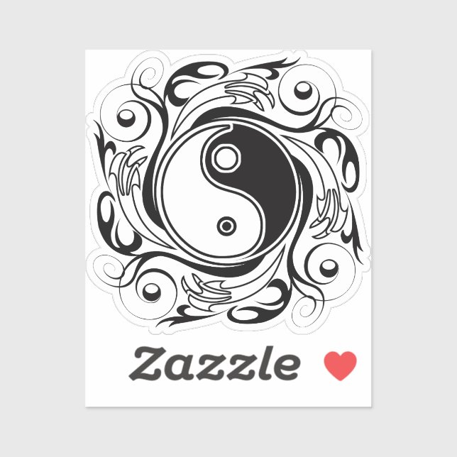 Yin & Yang Symbol Black and White Tattoo Style Sticker (Sheet)