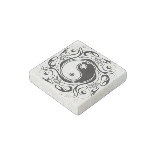 Yin  Yang Symbol Black and White Tattoo Style Stone Magnet