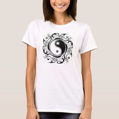 Yin  Yang Symbol Black and White Tattoo Style T_Shirt