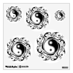 Yin & Yang Symbol Black and White Tattoo Style Wall Decal