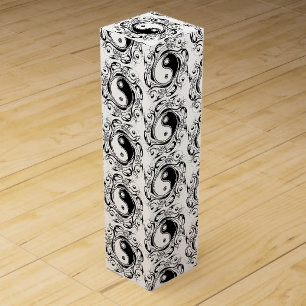 Yin & Yang Symbol Black and White Tattoo Style Wine Box