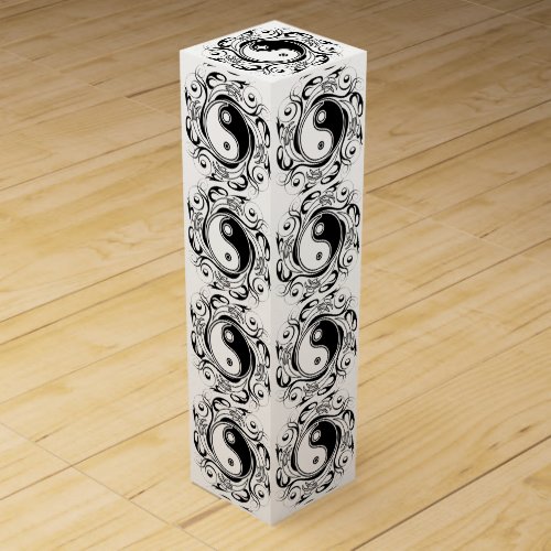 Yin  Yang Symbol Black and White Tattoo Style Wine Box